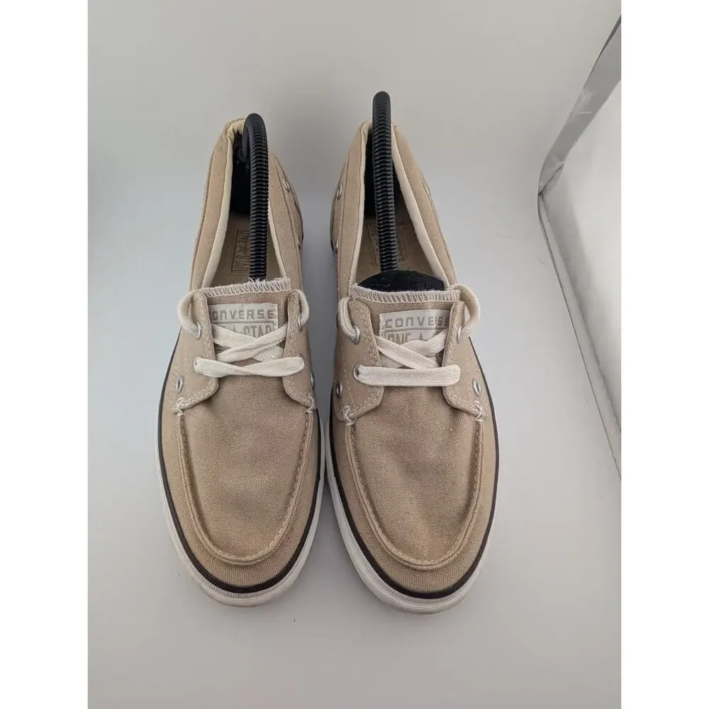 Converse One Star Men's Size 8 Boat Shoes Beige Canvas Tan Loafers